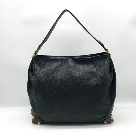 Michael Kors Black & Brown Pebbled Leather Joplin Shoulder Hobo Bag - Picture 2 of 10